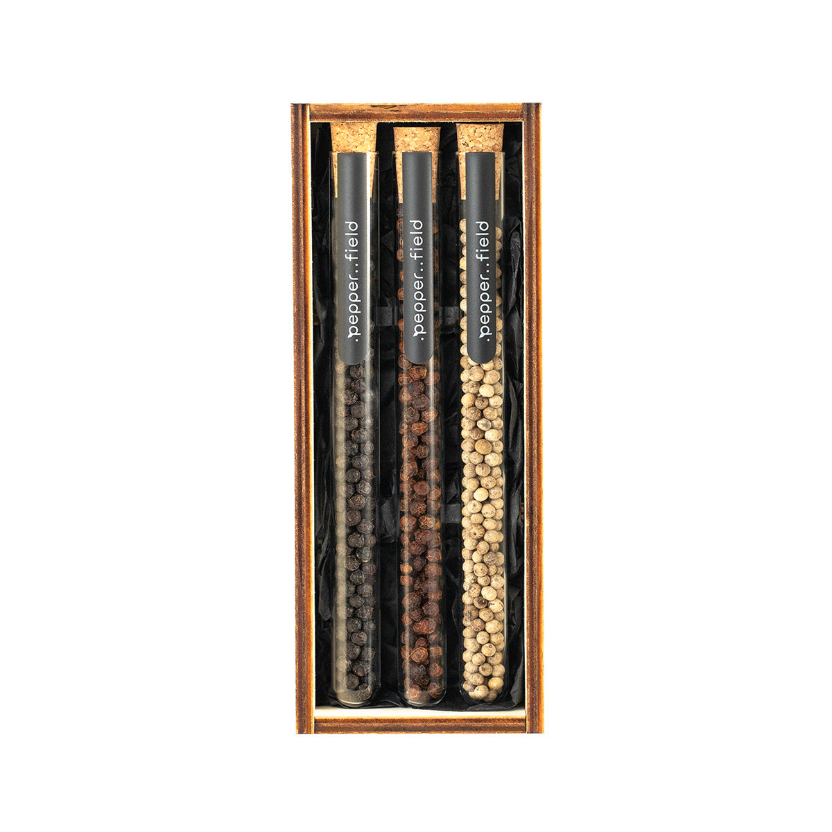 Ensemble de petits tubes à essai avec 3 types de poivres dans coffrets cadeaux (3× 10 g)