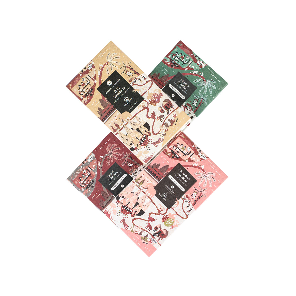Discounted set of 4 chocolates with campoty pepper - .Pepper..Chacolate (4x50g)