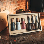 Coffret cadeau de luxe en carton recyclé avec 3 moulins et poivre de Kampot en tubes avec support (3×70 g)