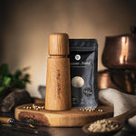 Moulin à poivre naturel scandinave (17 cm) + poivre blanc (100 g)
