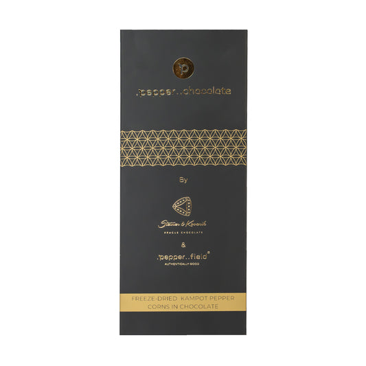 Golden chocolate dragees with freeze-dried Kampot pepper - .pepper..chocolate